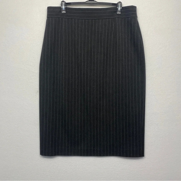 Antonio Melani Penci Skirt MIDI Pinstripe Stripe Gray Stretch 14 - Picture 1 of 7